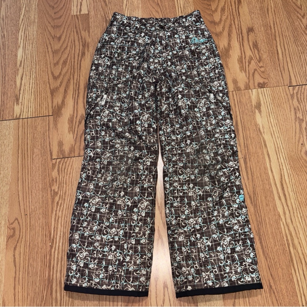 Orage Brown and Blue Graphic Print Snowboard/Ski Pants